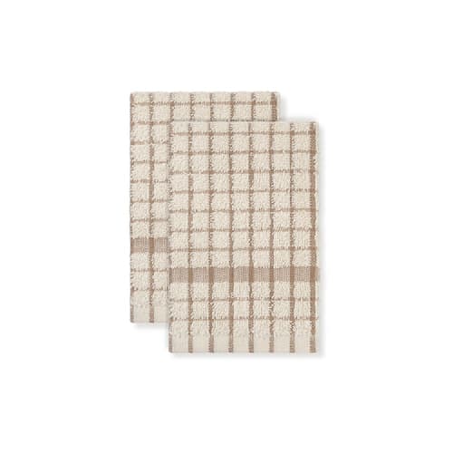 Classic Dish Cloth, 12x12, 0.8lbs/dz, Natural/Taupe Check